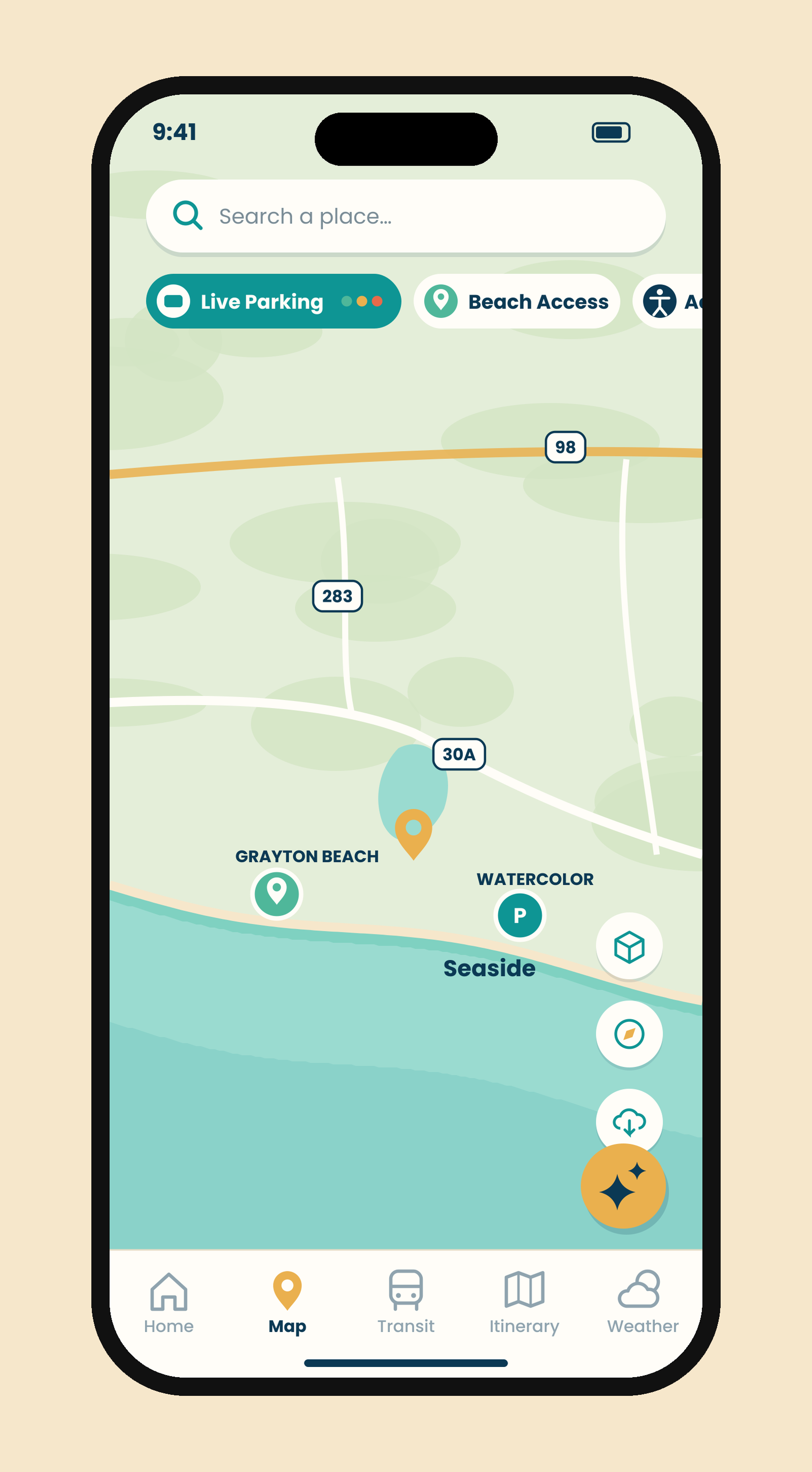 in30A Map screen